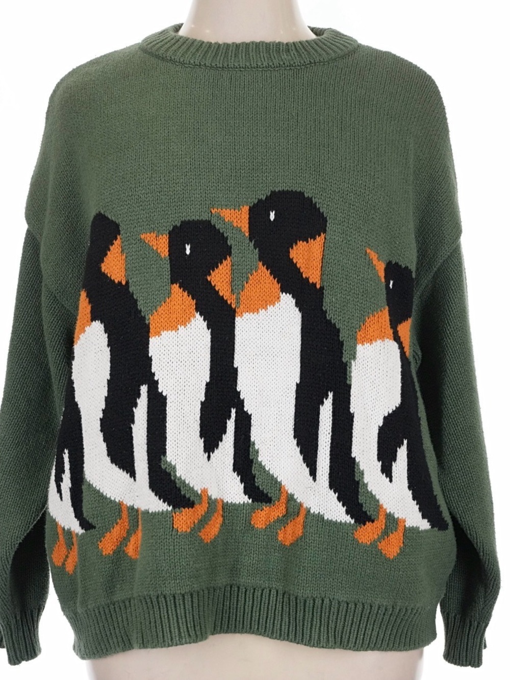 Callahan Olive Green Penguin Intarsia Sweater